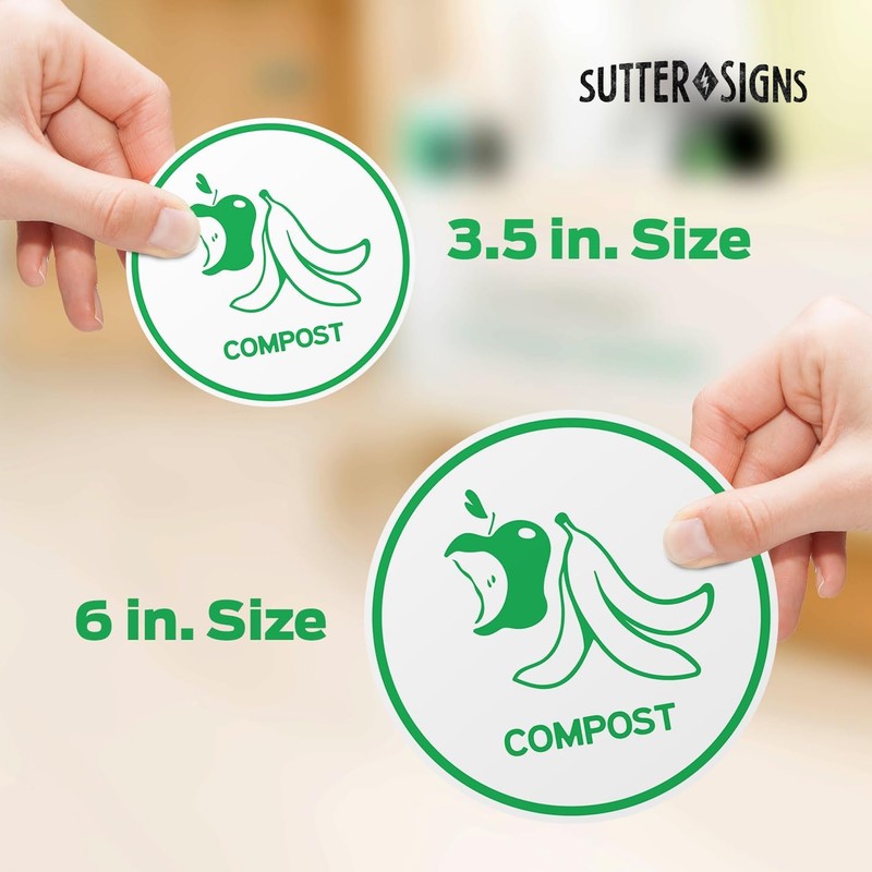 Sutter Signs Recycling Stickers for Trash Can, 6" Wide |
