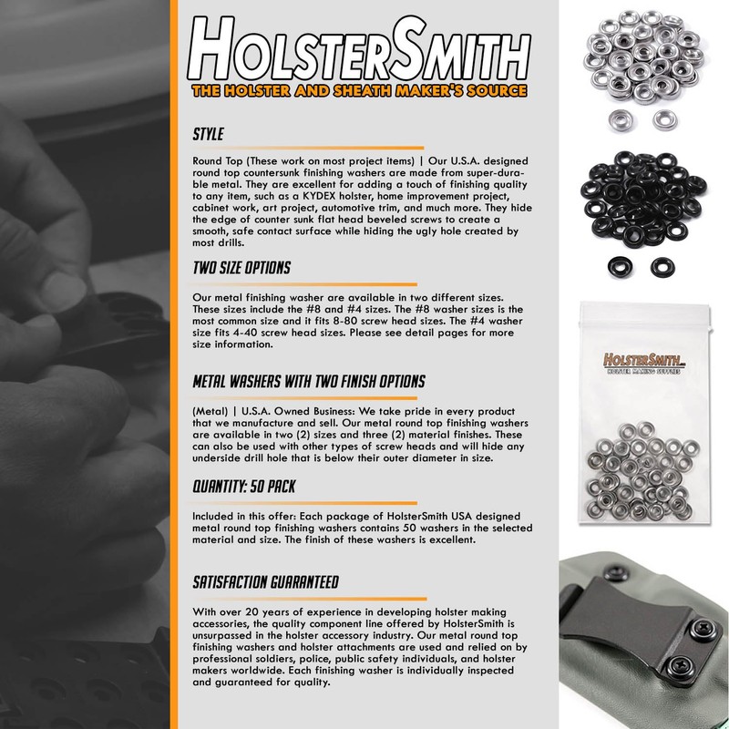 HolsterSmith Finishing Washers - #8 - (0.530 Dia.) - Metal