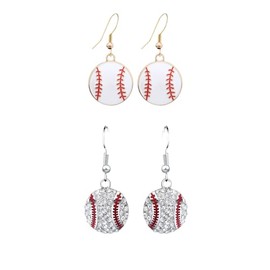 Cute Sport Ball Dangle Earrings Baseball Drop Earrings Soccer Baseball Earrings for Women Fan Gift Baseball Party Favors Holiday Party Game Day Jewelry Gifts for- 2 Pairs