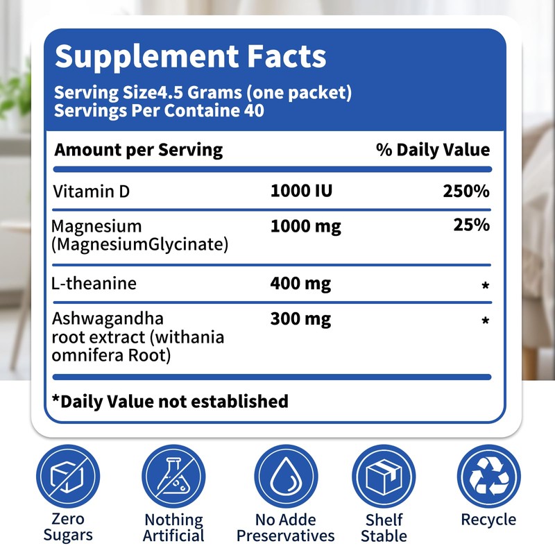40 Count Peak Calm Cortisol Drink with Magnesium Glycinate, Ashwagandha,