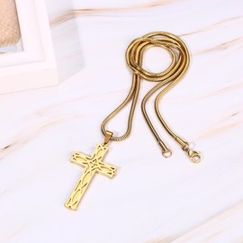 Cupimatch Men's Stainless Steel Cross Pendant Celtic Knot Cross Key Cross Pendant Women's Necklace Collar Men Necklace Jewellery Gifts for Men Women, Stainless Steel