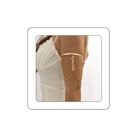 Rannyrena Punk Star Shell ButterfLy Tassel Upper Arm Cuff Boho Chain Long Pendant Armlet Bangle Bracelet Beach Wedding Bridal Arm Accessory for Women (Gold shell)