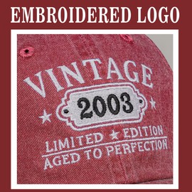 21st Birthday Gifts for Her Him Vintage 2003 Hats Turning 21 Gift Ideas for Men Women Black Hat (Red)