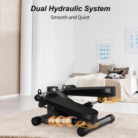 Mini Stepper for Home Exercise with Resistance Bands & LCD Display - 300LB Capacity, Compact Stair Climber Machine for Cardio Fitness & Muscle Strengthening