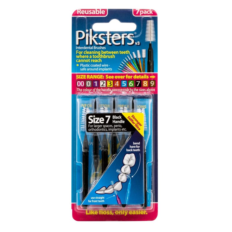 Piksters Interdental Brushes (7 Pack, Size 7 (Black)