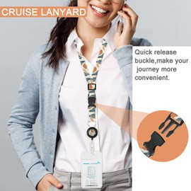 Weaninyiu Cruise Ship Lanyard,with Adjustable Badge Lanyard with Detachable Clasp, Waterproof ID Badge Holder for All Cruise Ships and Vessels Key Cards (Abstract Leaves)