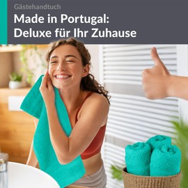 Lashuma Mini Hand Towel Set 30 x 50 cm, London Set of 4 Small Guest Towels in Sea Turquoise, Perfect for Children and Guests