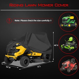 OWEEIO Lawn Mower Cover, Heavy Duty 600D Oxford, Waterproof Outdoor, Weather Resistant, Rip-Proof, Anti-UV, Raing-proof, Sun Block, Heatresistant with 1 Windproof Strap, 1 Storage Bag (Riding)