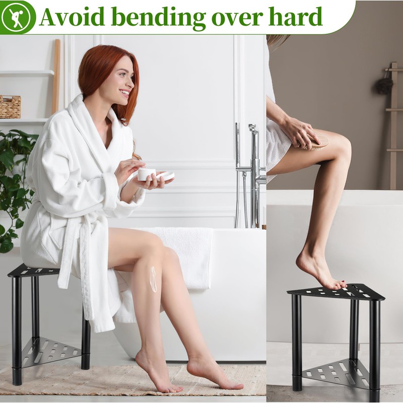 IBosins Corner Shower Stool Shower Foot Rest for Shaving Legs