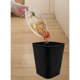DAJITRE Small Plastic Trash Can Wastebasket Recycling Bin for Bathroom, Dorm, Bedroom，Home Office, Garbage Can for Bedroom, Kids Room (2, Black)