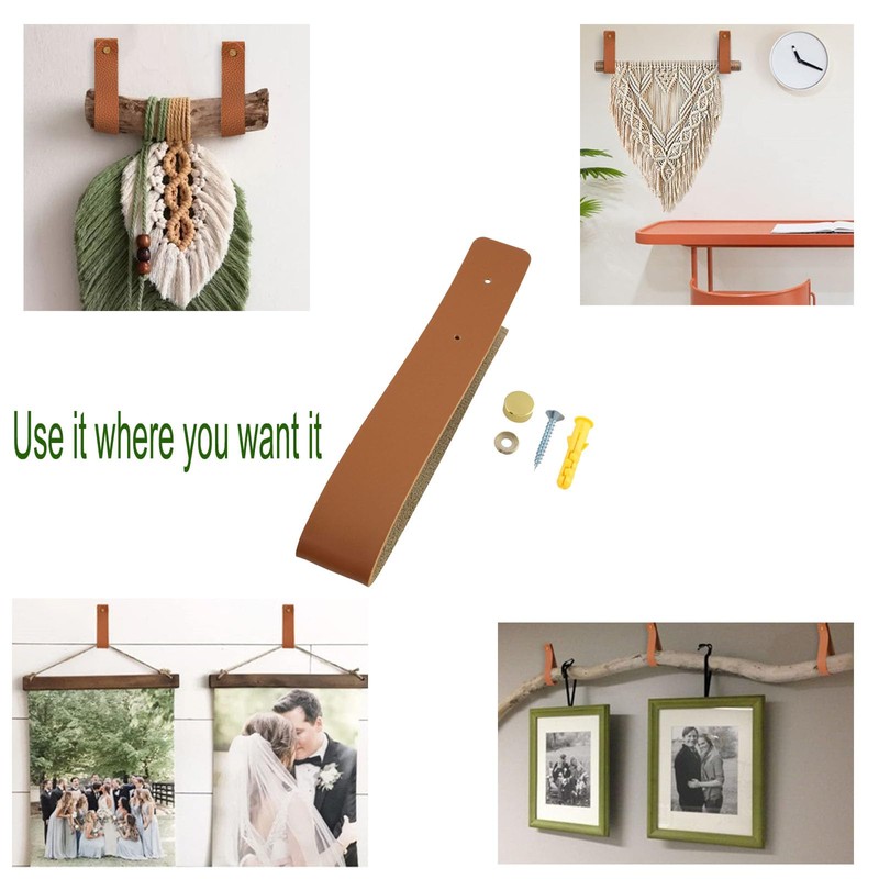 TONGNENGLIU Wall Hanging Strap Wall Mounted Loop Handmade Leather Drawer