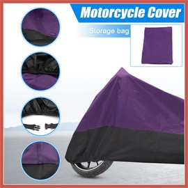 ACROPIX Motorcycle Cover Bike All Season Waterproof Dustproof Protective Outdoor Motorbike Rain Cover 190T XL Purple Black for Harley Davidson Sportster 883 Dyna Touring Cruiser Car Parts