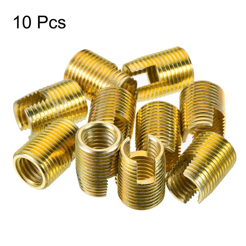 sourcing map Self Tapping Threaded Inserts M12 M16x22mm 45# Carbon