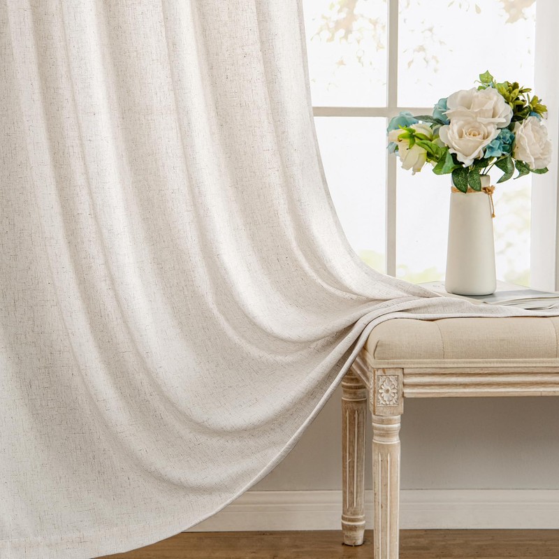 MIULEE Non-See-Through Privacy Linen Curtains 2 Panels, Light Filtering Window