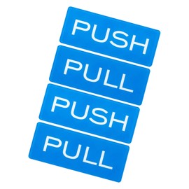 GLOKUUCA Push Pull Door Sign - 2 Pack Self-Stick Door Safety Sign Fits for Stores Cafes Shops Rectangle Acrylic - (1.6 x 3.9-inch, Blue)