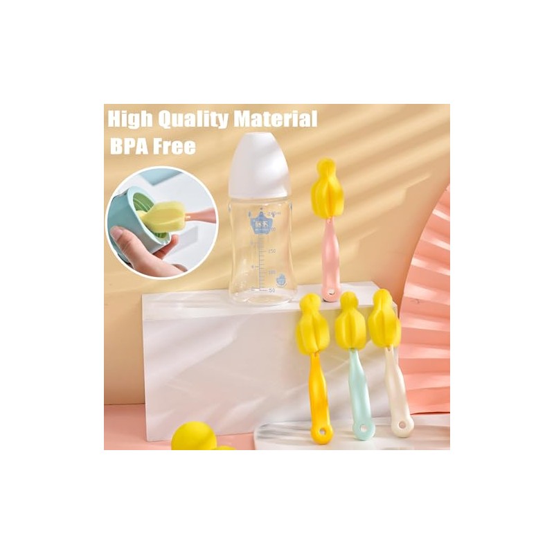 4PCS Baby Bottle Brush Set - Milk Bottle & Nipple