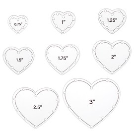 AHANDMAKER 16 PCS Heart Quilting Templates Set，0.75" 1" 1.25" 1.5" 1.75" 2" 2.5" 3" Acrylic Heart Template Ideal Sewing Products Embroidery Pattern Stabilizers for Hand Quilting Patchwork Crafts