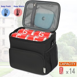 GYEUKHAM - Bolsa de almuerzo unisex con aislamiento, color negro, 10.2 x 7.5 x 9 pulgadas, tela Oxford duradera, forro de PEVA, más de 3 años