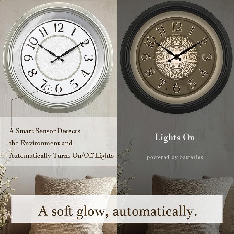 FOUNTAIN DESIGNS 18" Large Galaxy Luminous Atomic Clock with Night