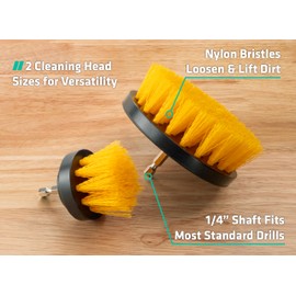 VIKING Drill Powered Carpet Cleaning Brushes for Car, Interior Cleaning Brush, Black and Yellow, 2 Pack