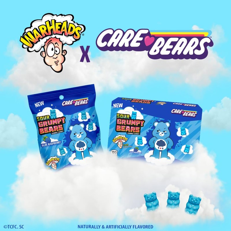 WARHEADS Care Bears - Sour Grumpy Bears - Blue Raspberry