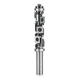 SpeTool Carbide Insert Spiral Flush Trim Router Bit 1/2 Inch Shank, 7PCS Replaceable Carbide Inserts, Top and Bottom Double Bearing Pattern Template Router Bit for Woodwork Trimming