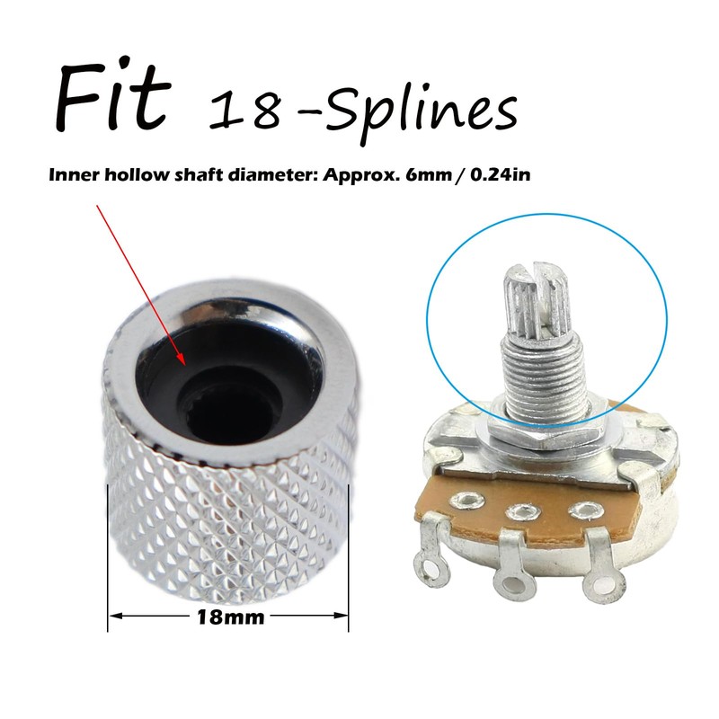 Samherome 3pcs Textured Metal Guitar Knobs Volume Tone Control Knobs