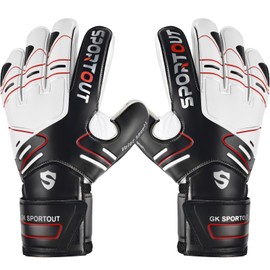 Fingersave Goalkeeper Gloves for Children, Teenagers & Adults, Non-Slip with Strong Protection for Fingers, Black, black, 9