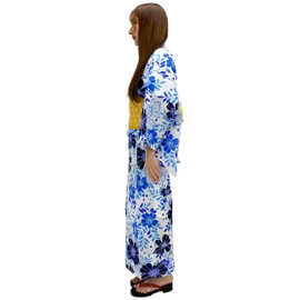 ENSHU Women's Kyoto Traditional Easy Wearing Yukata Robe(Japanese Casual Kimono) Full Set 4 Type E1