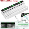HiQuick 12 Slots LCD Battery Charger for AA & AAA
