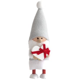 NORDIKA Nisse Nordica Christmas Wooden Doll, Heartful Santa, Silent Night, White x Red