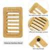 2 Pack Bamboo Soap Dish Self-Draining Holders Slotted Soap Dish