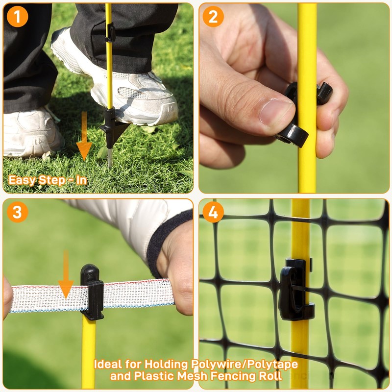 Efarmkeper 48 Inch / 4 Ft Fiberglass Step-in Electric Fence