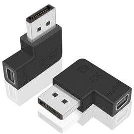 Poyiccot Displayport to Mini Displayport Adapter, DP to Mini DP Adapter, 8K@60Hz 90 Degree DP 1.4 to mDP 1.2 Extension Adapter, 2Pack (Left Angle)