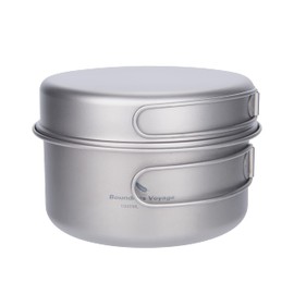 Boundless Voyage Outdoor Titanium Pot with Pan Set Collapsible Folding Handle Hanging Pot Camping Hiking Picnic Ultralight Portable Tableware Cookware Big Capacity Ti2042C