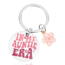 PEUTIER In My Auntie Era Keychain, Auntie Key Chain Gift Ideas from Niece Nephew Best Aunt Keyring Birthday Gifts for Aunt