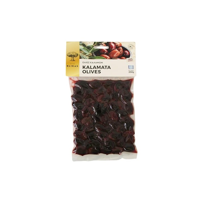 Blikas Greek Black Kalamata Olives, Pack of 2 x 250
