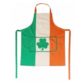 Beyond Happy Ireland Shamrock Heavy Duty Apron - Front Pocket & Detailed Embroidery (100% Cotton)
