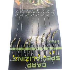 FOLANDO 8pcs Pre-Rigged Carp Fishing Hair Rigs Kit | #2/#4/#6/#8 Curved & Barbed Hooks | Ready-to-Fish with Swivels | Fresh/Saltwater Boilie Rig Accessories