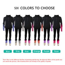 LIUHUO Figure Skating Training Pants Jackets Girls Fleece Shiny Colored Diamond Girl Comfortable Warm Tracksuit, Pink, 6-8 Years