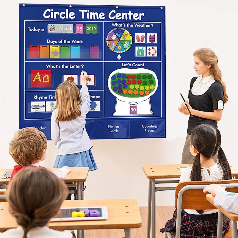 Circle Time Center Classroom Pocket Chart, Educational Pocket Chart Teaching