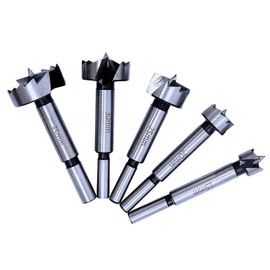 Forstner Drill Bit Set 5pcs Diameter 15/20/25/30/35mm Round Shank with Wooden Storage Box