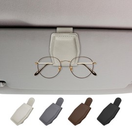 Bryze 2 Pack Magnetic Sunglasses Holder for Car Visor - Secure Clip with Universal Fit for Most Glasses, Non-Slip Design & Compact Storage Accessory (White)