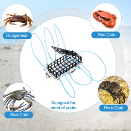 Silipull 2 Pcs 4.1''x1.9''x1'' Crab Snare Trap with 6 Loops for Fishing Pole Crab Snares Trap for Fishing Rods Crabs Gear Snare Traps for Catching Dungeness Rock Blue Crabs
