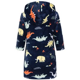 Lodunsyr Kids Bathrobes Toddler Animal Design Robe Boys Girls Dinosaur Bathrobe Flannel Nightgown Children Soft Hooded Sleepwear Unisex Novelty Pajamas 2-9 years
