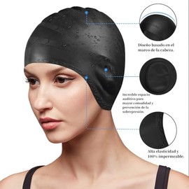 Gorros de Natación, Gorra Impermeable de Silicona Con Función de Protección Auditiva, Incluye Tapones para Oídos y Pinza Nasal, Unisex Adecuado para M