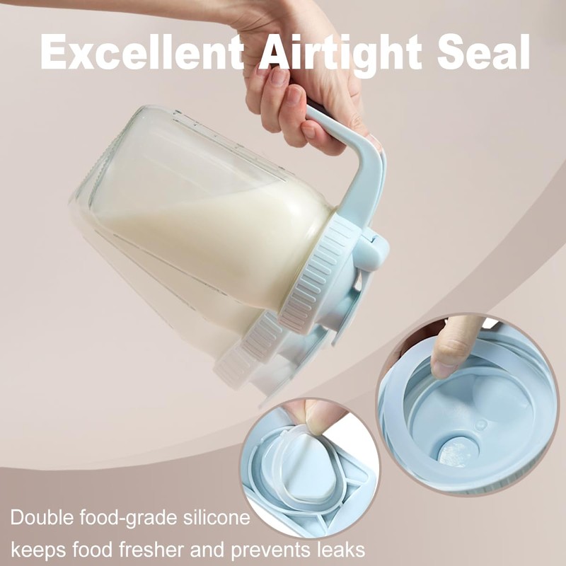 2 Pack 32oz Glass Pitcher with Lid & V-shaped Pour