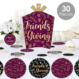 Big Dot of Happiness Elegant Thankful for Friends - Friendsgiving Thanksgiving Party Decor and Confetti - Terrific Table Centerpiece Kit - Set of 30
