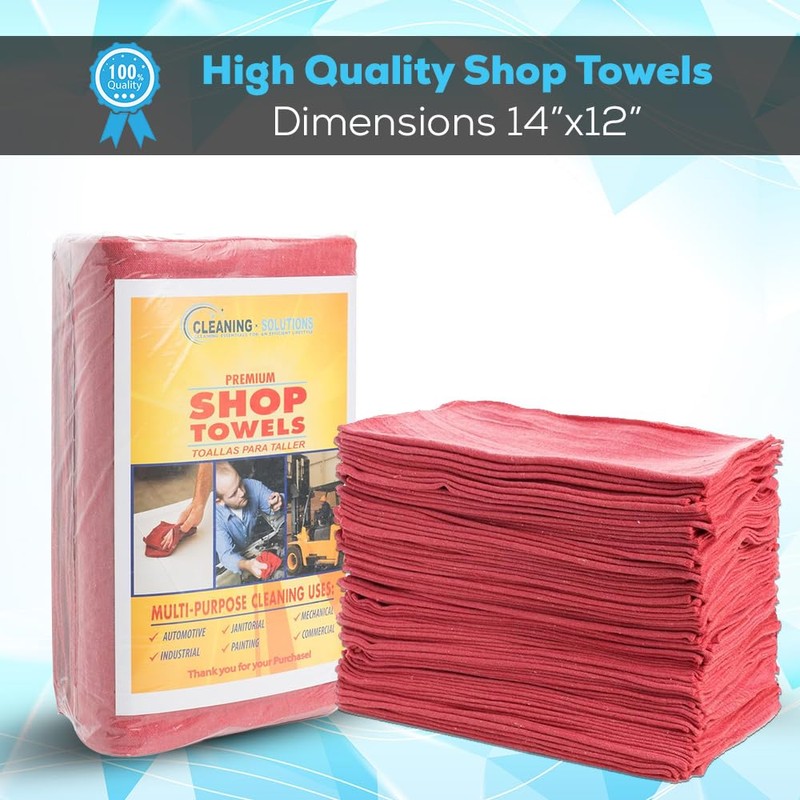 Simpli-Magic Cotton Shop Towels, Commercial Grade, Red, 145 Pack, Size: