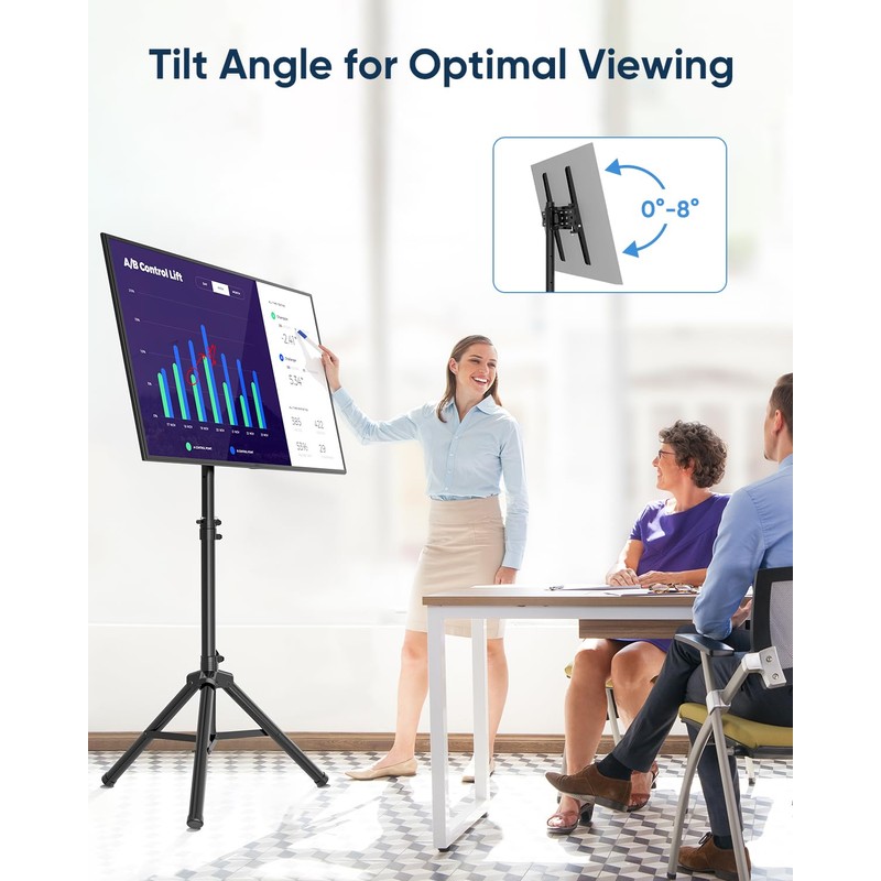 FORGING MOUNT Tripod Portable Floor TV Stand,Foldable Stand Height Adjustable